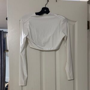 White Long-Sleeve Cropped Top - Women